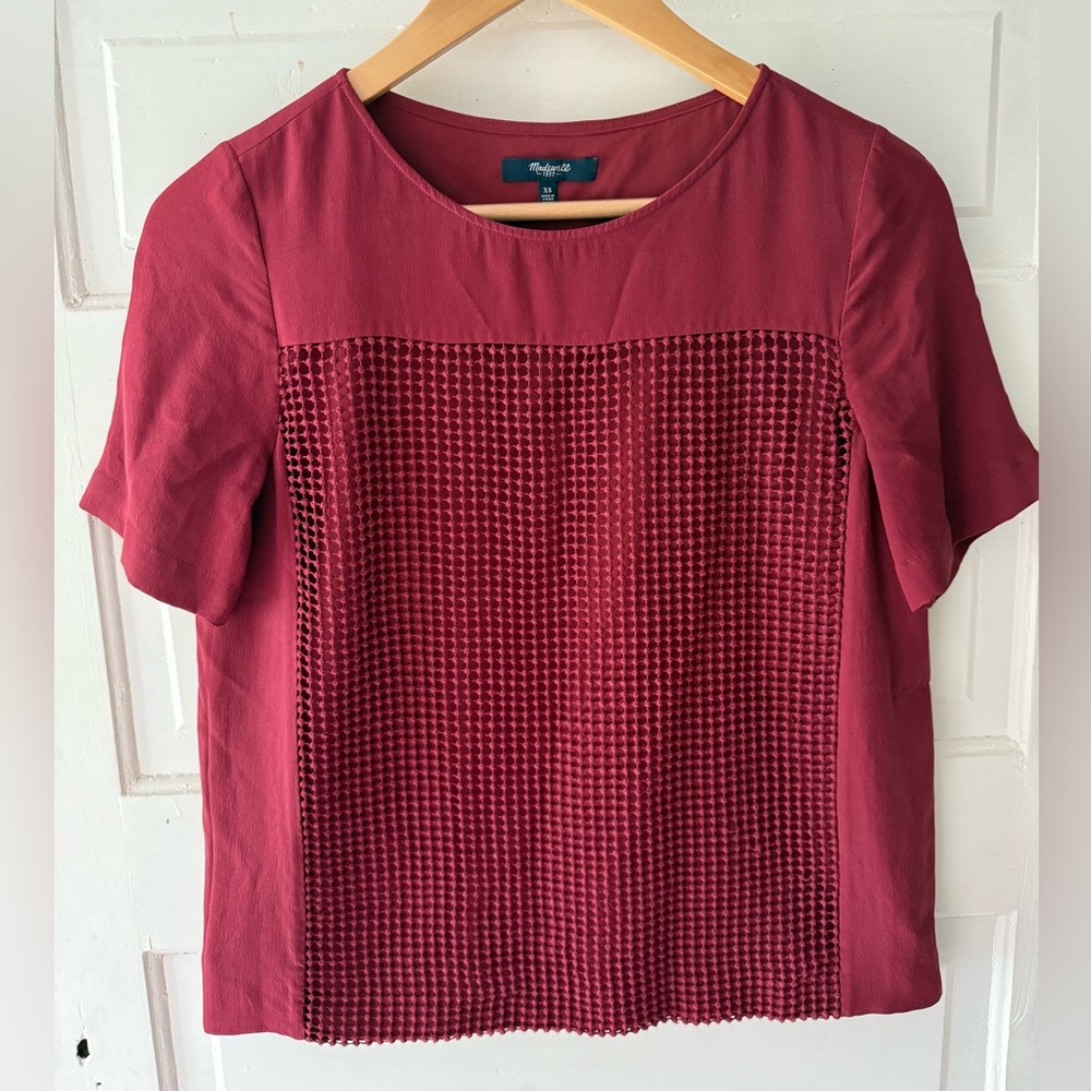 Madewell Red Boxy Embellished Blouse